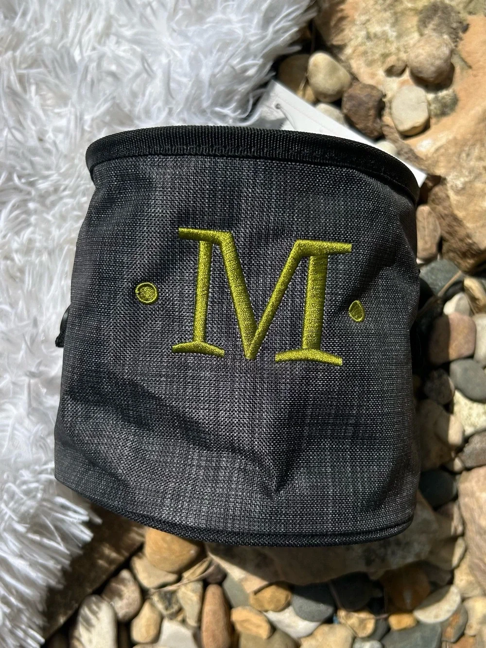 Thirty-One Charcoal Crosshatch Monogram M Oh Snap Bin Basket  New with tag!